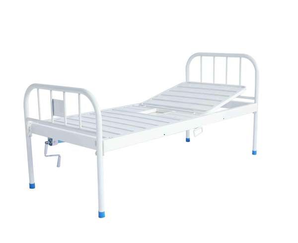 E22A鋼制噴塑單搖便孔護理床  (條式床面、便孔）